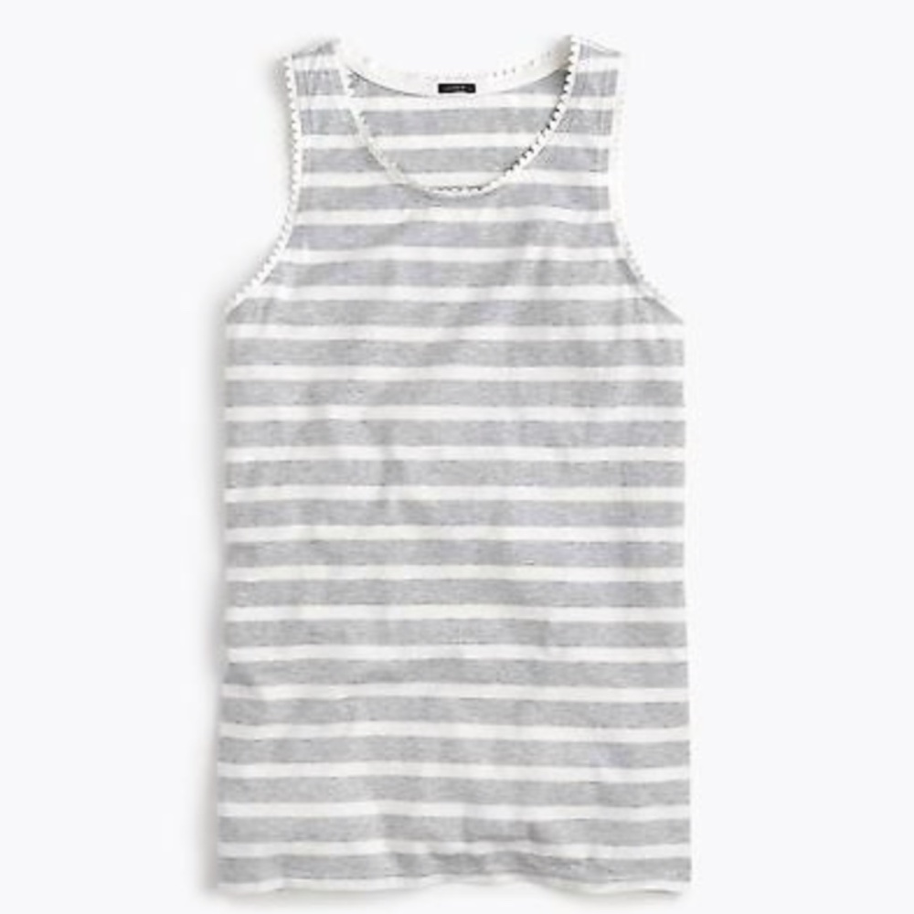 J. Crew striped tank with leather trim XS